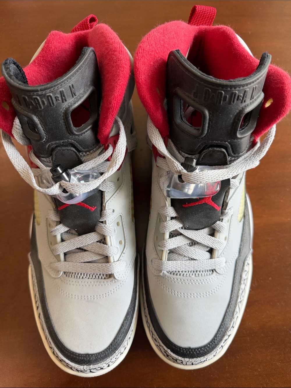 Jordan Sneakers in White, Black & Red with Jumpman Detail